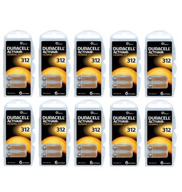Duracell Hoorapparaat batterij DA312 bruin (60 stuks), Ophalen of Verzenden, Nieuw