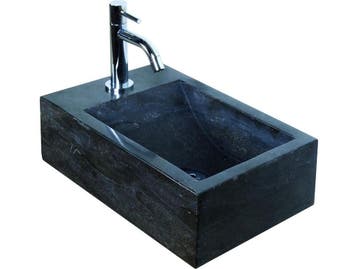 Haceka Nera R - Wastafel - Natuursteen - Zwart - 40x23x11 cm, Verzenden, Nieuw