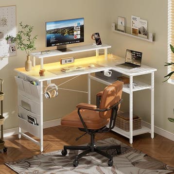 Gaming bureau - Gaming desk - Hoekbureau - 110x80 cm - Wit -, Verzenden, Zo goed als nieuw