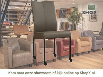 Leren eetkamerstoel Comfort met wieltjes - Toledo Moss, Huis en Inrichting, Stoelen, Bruin, Nieuw, Leer, Ophalen of Verzenden