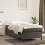 vidaXL Boxspring bed 90x200 cm fluweel donkergrijs, 90 cm, Eenpersoons, Verzenden, Nieuw