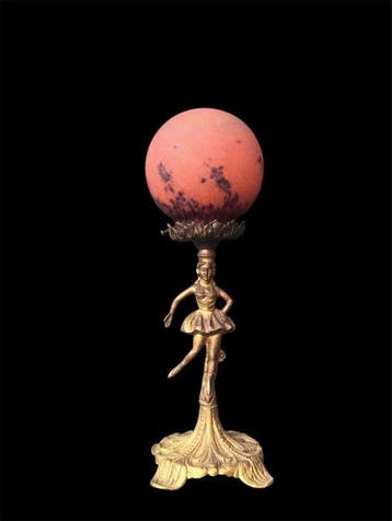 Tafellamp - messing en glas - Art Deco ballerina figuur, Nieuw