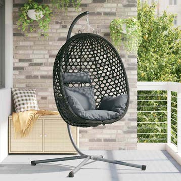 vidaXL Hangende ei-stoel poly rattan 104 x 100 x 191 cm, Verzenden, Nieuw, Rotan