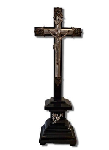 Antiek Crucifix - Legering, Hout - Early 20th century - 44, Antiek en Kunst