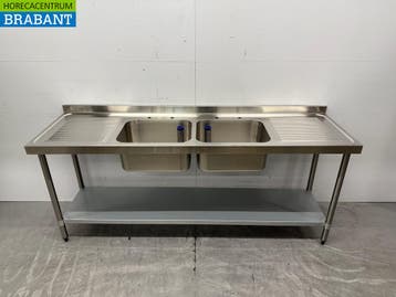 RVS Vogue Spoeltafel Dubbele Spoelbakken 210 cm Horeca, Ophalen of Verzenden, Nieuw in verpakking