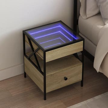 vidaXL Nachtkastje met Infinity LED 40x40x51 cm sonoma, Verzenden, Nieuw, Hout