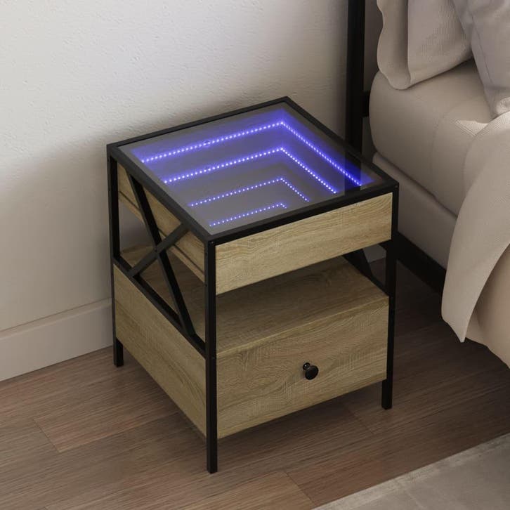 vidaXL Nachtkastje met Infinity LED 40x40x51 cm sonoma, Huis en Inrichting, Slaapkamer | Nachtkastjes, Nieuw, Hout, Verzenden