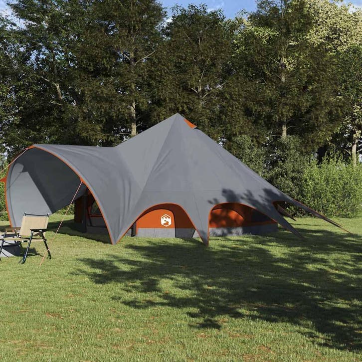 vidaXL Teepee Tent voor 9 Personen Grijs en Oranje 502 x 502, Caravans en Kamperen, Tenten, Nieuw, tot en met 2, Verzenden