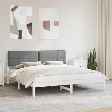 vidaXL Bedframe met Gevoerd Hoofdgedeelte Lichtgrijs 200 x, Verzenden, Nieuw, Tweepersoons, Hout