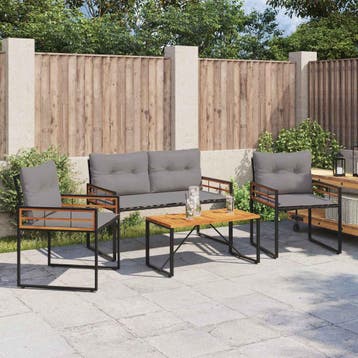 vidaXL Buitenmeubelset 4 st Lichtgrijs, Tuin en Terras, Verzenden, Nieuw, 4 zitplaatsen