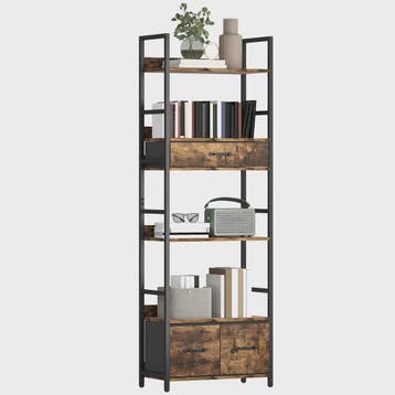 Industriële Boekenkast met 6 Niveaus, 4 Open Planken & 3 Sto, Verzenden, Nieuw