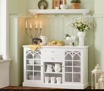 Wit Dressoir 120cm – Glazen Deuren &amp; 2 Lades Keukenkast, Verzenden, Nieuw