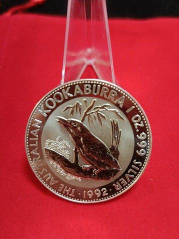 Australië. 1 Dollar 1992, Kookaburra, 1 Oz 31,10 Grm.Silver