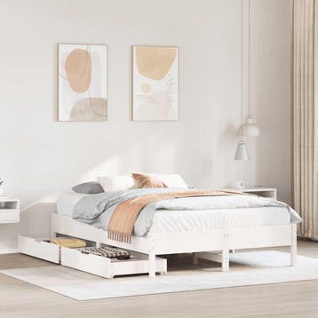vidaXL Bedframe zonder matras massief grenenhout wit 120x200, Verzenden, Wit, Nieuw, Twijfelaar