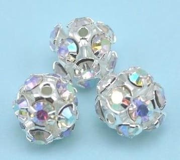 1 x Metalen filigraan kralen met kristal strass 6mm zilve..., Ophalen of Verzenden, Nieuw, Kraal
