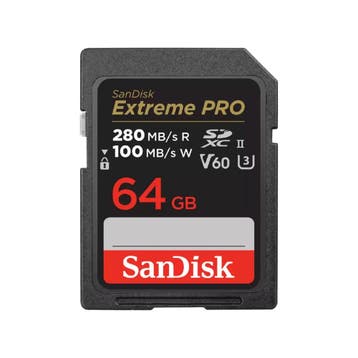 SanDisk Pro 64GB V60 UHS-II SD Cards 280/100MB/s, Audio, Tv en Foto, Fotografie | Geheugenkaarten, Ophalen of Verzenden, Nieuw
