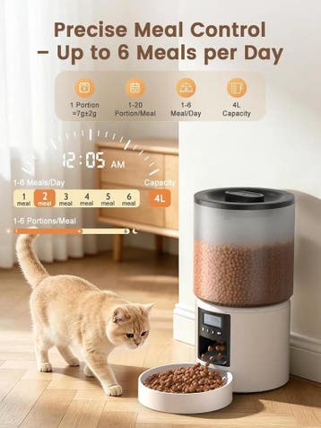 Automatische Voerbak 4L Kat/Hond 6 Maaltijden Programmeer..., Dieren en Toebehoren, Verzenden, Nieuw
