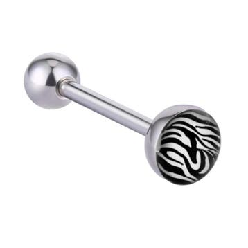 Fako Bijoux - Tongpiercing - Zebra - 28mm - Wit, Verzenden, Nieuw
