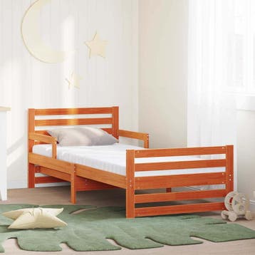 vidaXL Bedframe met uitklapbaar matras Bruin 80 x 200 cm, Verzenden, Nieuw, Bruin, Hout