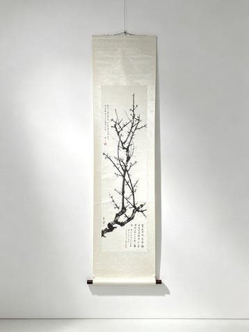 Inktpluimenbloesems (Houtsnede met watermerk door, Antiek en Kunst