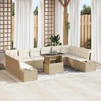 vidaXL Tuin Sofa Set met kussen 11 pcs beige en crèmekleurig, Verzenden, Nieuw, Rotan, Meer dan 8 zitplaatsen