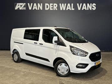 Ford Transit Custom 2.0 TDCI 130pk L2H1 Dubbele Cabine Euro6, Stof, Gebruikt, Wit, Dealer onderhouden