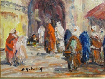 Bruno Retaux (1947) - Rue à Marrakech. Maroc