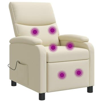 vidaXL Massage Recliner Crèmekleurig Kunstleer, Verzenden, Nieuw