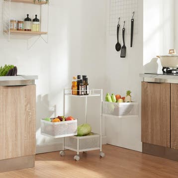 [en.casa] Keukentrolley Sunndal met 3 manden 64,5x27x27 cm w, Verzenden