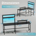 Gaming bureau - Gaming desk - Hoekbureau - 220x50 cm - Zwart, Verzenden, Zo goed als nieuw
