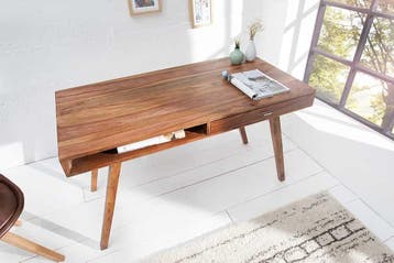 Design bureau RETRO 120cm Sheesham steenafwerking Design, Huis en Inrichting, Bureaus, Ophalen of Verzenden, Nieuw