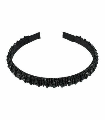 Haarband Diadeem 1cm – Facetkralen - Streeppatroon – Zwart, Sieraden, Tassen en Uiterlijk, Nieuw