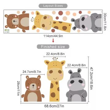 Grote muur-, kast- of deur stickerset Boho Animals met stipp, Overige merken, Nieuw, Ophalen of Verzenden, Wanddecoratie