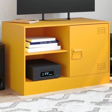vidaXL Tv-meubel 67x39x44 cm staal mosterdgeel, Huis en Inrichting, Kasten | Televisiemeubels, Verzenden, Nieuw, Metaal