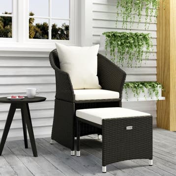 vidaXL 2-delige Loungeset met kussens poly rattan zwart, Verzenden, Nieuw, Loungeset