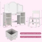 Kinderkaptafel met Stoel en Drievoudige Spiegel Set, Verzenden, Nieuw