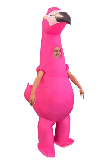 KIMU® Opblaas Kostuum Flamingo Opblaasbaar Pak Vogelpak Masc, Carnaval, Nieuw, Overige maten, Ophalen of Verzenden