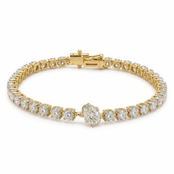 Tennis armband - 18 karaat Geel goud - 5.47ct. tw. Diamant
