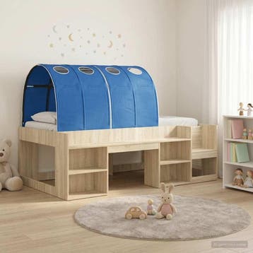 vidaXL Bedframe met tunnel 3 st Sonoma eiken en blauw, Verzenden, Nieuw, Bruin, Hout