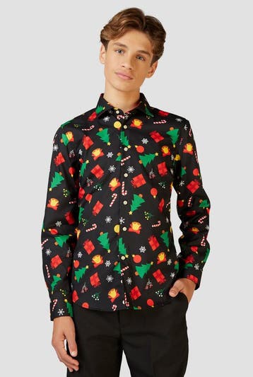 Zwart Kerst Overhemd Kerstfiguren Tiener Opposuits, Ophalen of Verzenden, Nieuw