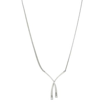 Witgouden choker met diamant 42.5 cm 14 karaat, Sieraden, Tassen en Uiterlijk, Kettingen, Verzenden, Zo goed als nieuw, Goud