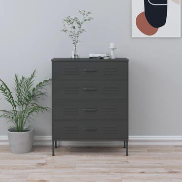 vidaXL Ladekast 80x35x101,5 cm staal antracietkleurig, Kinderen en Baby's, Kinderkamer | Commodes en Kasten, Verzenden, Nieuw