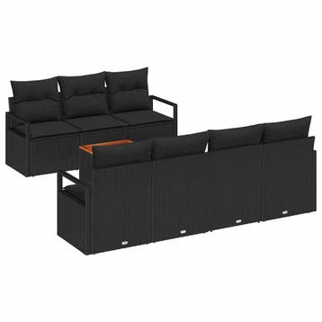 vidaXL Tuinbankenset met opslag 8 pcs Zwart poly rattan, Tuin en Terras, Tuinsets en Loungesets, Verzenden, Nieuw, Rotan, 8 zitplaatsen