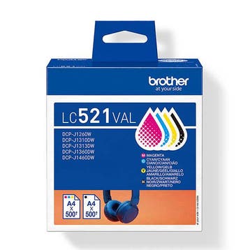 Brother LC-521VAL multipack zwart + 3 kleuren Inktcartridge, Verzenden, Nieuw, Cartridge, Brother