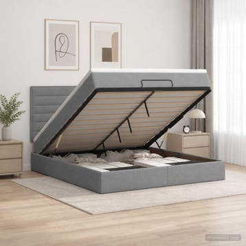 vidaXL Ottoman bed met matras Lichtgrijs 140 x 200 cm Stof, Verzenden, Nieuw, Tweepersoons