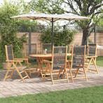 vidaXL Tuin eettafelset 7 pcs Grijs Massief Acaciahout, Verzenden, Nieuw