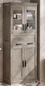 Hoge Badkamerkast met Glazen Deuren en Verstelbare Plank, Huis en Inrichting, Keuken | Keukenelementen, Verzenden, Nieuw