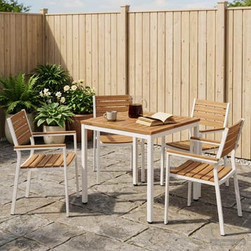 vidaXL Tuindiner tafel Natuurlijk en Wit 60 x 60,5 x 75 cm, Tuin en Terras, Tuintafels, Verzenden, Nieuw