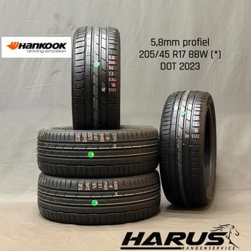 205/45/17 88W * Hankook zomerbanden 5,8mm profiel 4X, Auto-onderdelen, Banden en Velgen, Gebruikt, 17 inch, Band(en), Personenwagen