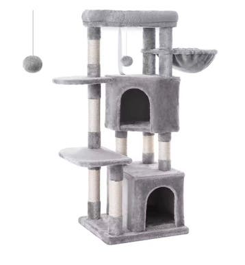 Nieuw: Krabpaal / Kattenboom – 120 cm Hoog Grijs Pluche, Dieren en Toebehoren, Krabmeubelen, Verzenden, Nieuw, Krabpaal
